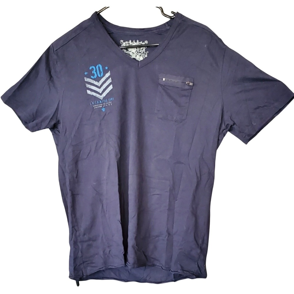 Express Size Large Mens Blue Casual Short Sleeve‎ Cotton Shirt